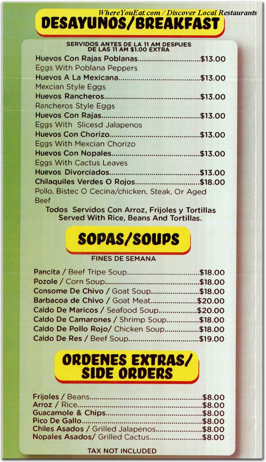 menu